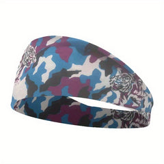 Men's Camo Print Sports Headband Moisture Wicking Elastic