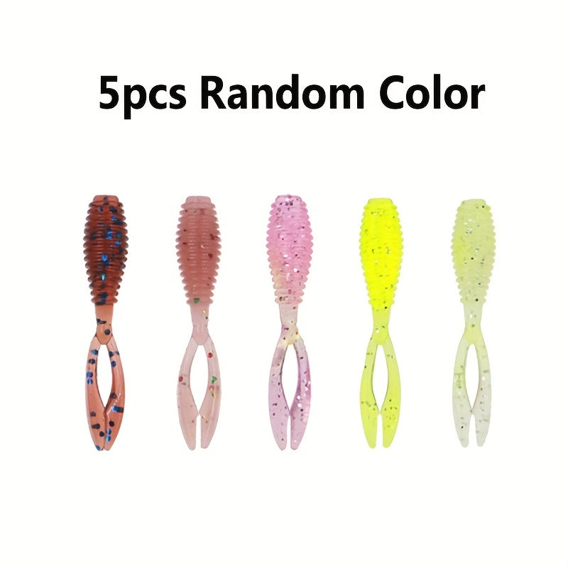 80pcs 3.0g Bionic Fishing Lures Split Tail Soft Worm Bait