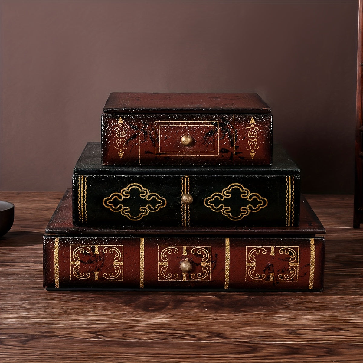 Vintage Wooden Book Storage Box Jewelry Drawer