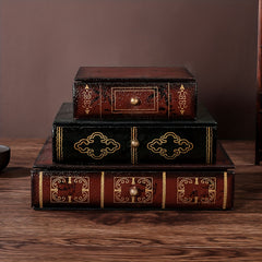 Vintage Wooden Book Storage Box Jewelry Drawer