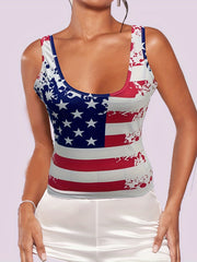 American Flag Print Tank Top Women's Summer Sleeveless Top