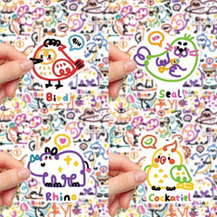 50pcs Cartoon Animal Series Waterproof DIY Sticker Pack
