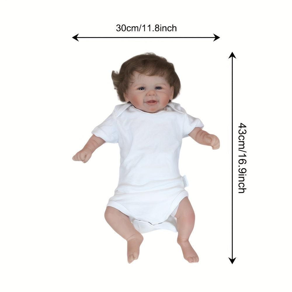 Realistic Reborn Youngsters Doll Smiling Face Rooted Hair Soft Body