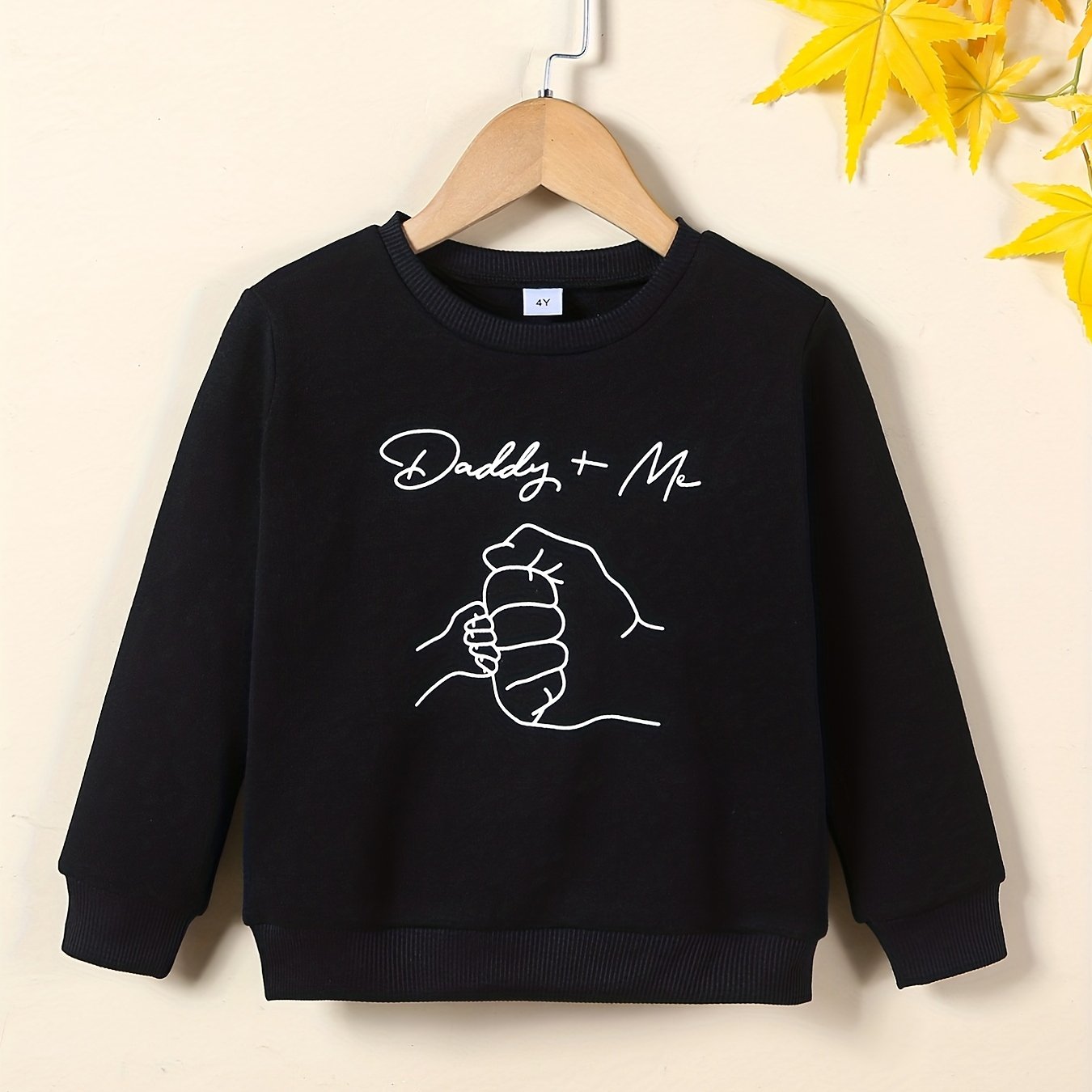 Kid's Thermal Sweatshirt DADDY ME Print Pullover Crew Neck