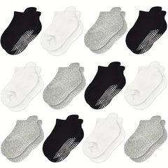 12 Pairs Boys Kids Socks With Grips Breathable Comfy Toddlers Children