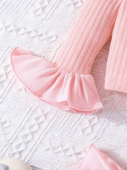 Baby Girls Flared Cuff Cardigan Top Flared Pants Set