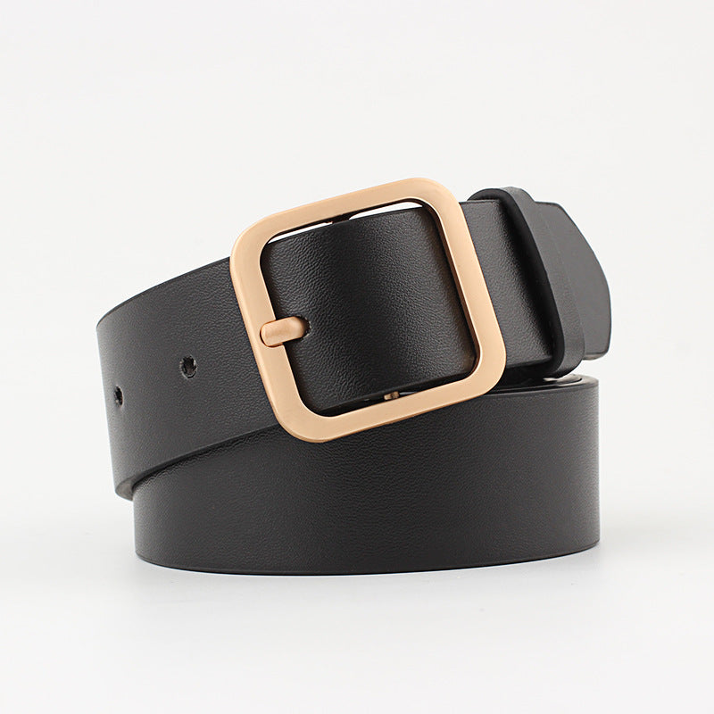 Women's PU Leather Square Pin Buckle Belt High Waist Strap