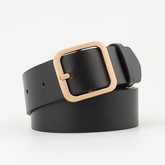 Women's PU Leather Square Pin Buckle Belt High Waist Strap