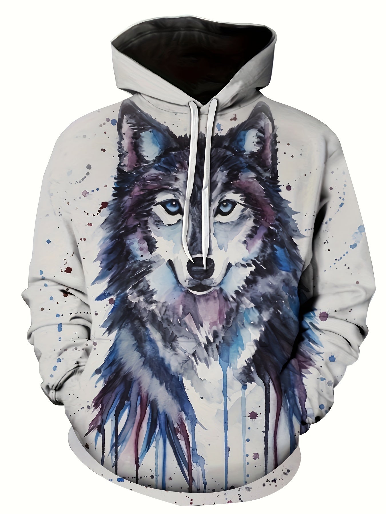 Wolf 3D Print Hoodie Men Graphic Hooded Pullover Autumn Winter