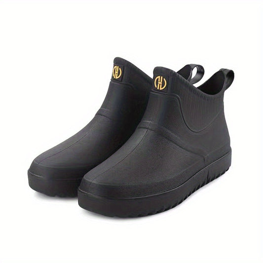 Men Rain Boots Low Top Waterproof Non slip Outdoor Walking Fishing