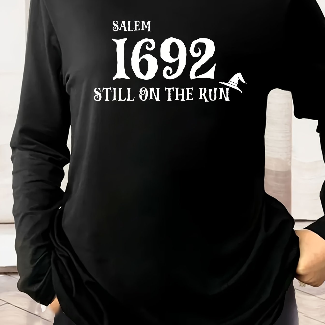 Women's Plus Slogan Print Long Sleeve Pajama Top