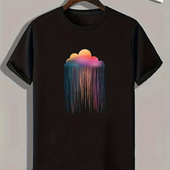 Cloud Pattern Print Men's Comfy Sports Tee Shirt