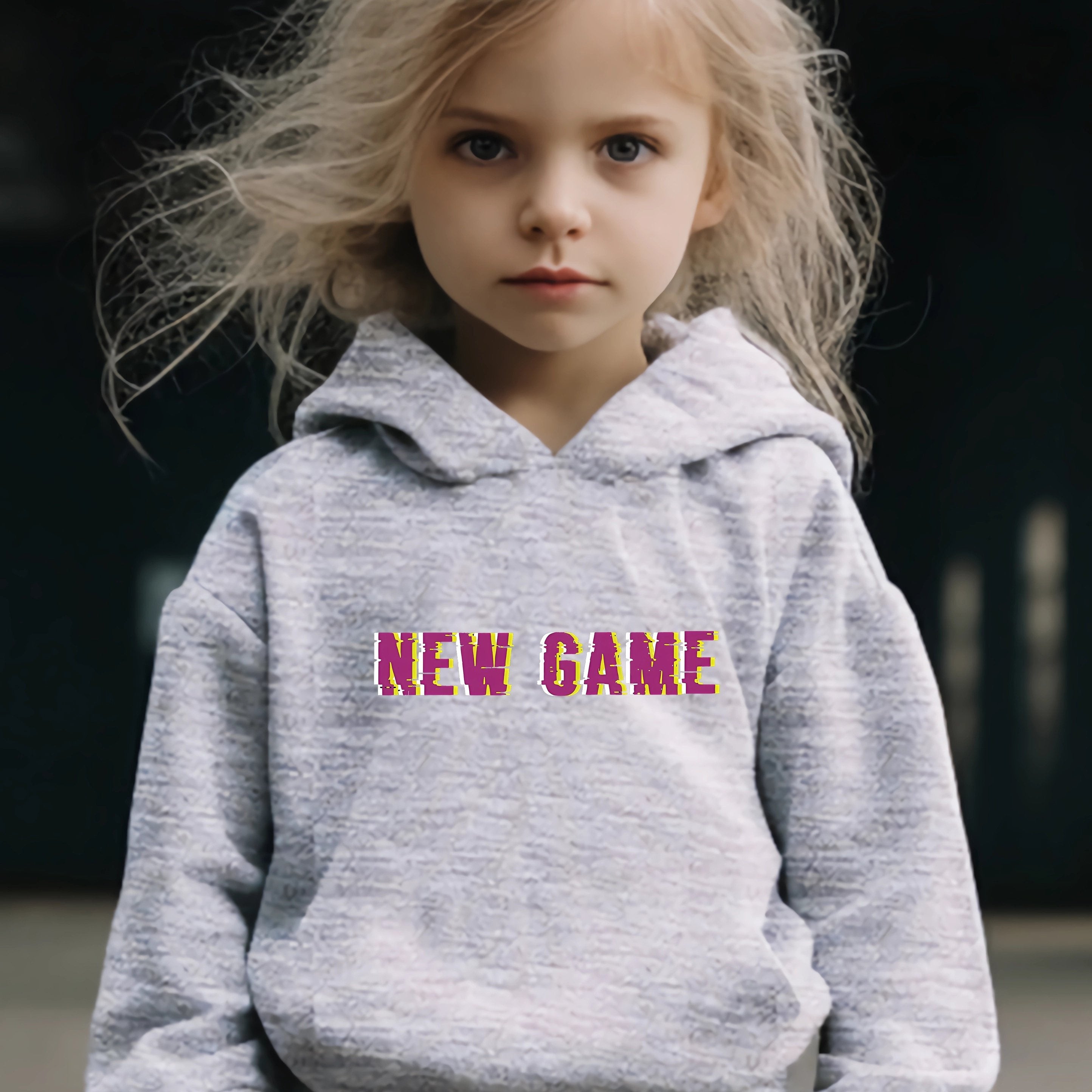 Kid's 2pcs GAME Print Long Sleeve Outfit Hoodie & Pants Set Girl's