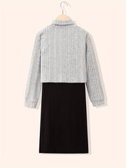 Girls' 2pcs Mock Neck Sweater Top and Bodycon Dress Set