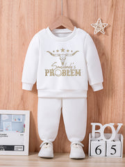 Baby & Funny SOMEONE'S PROBLEM Letter Print Outfit Set
