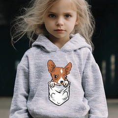 Cartoon Dog Print Long Sleeve Hoodie & Pants Set for Girls
