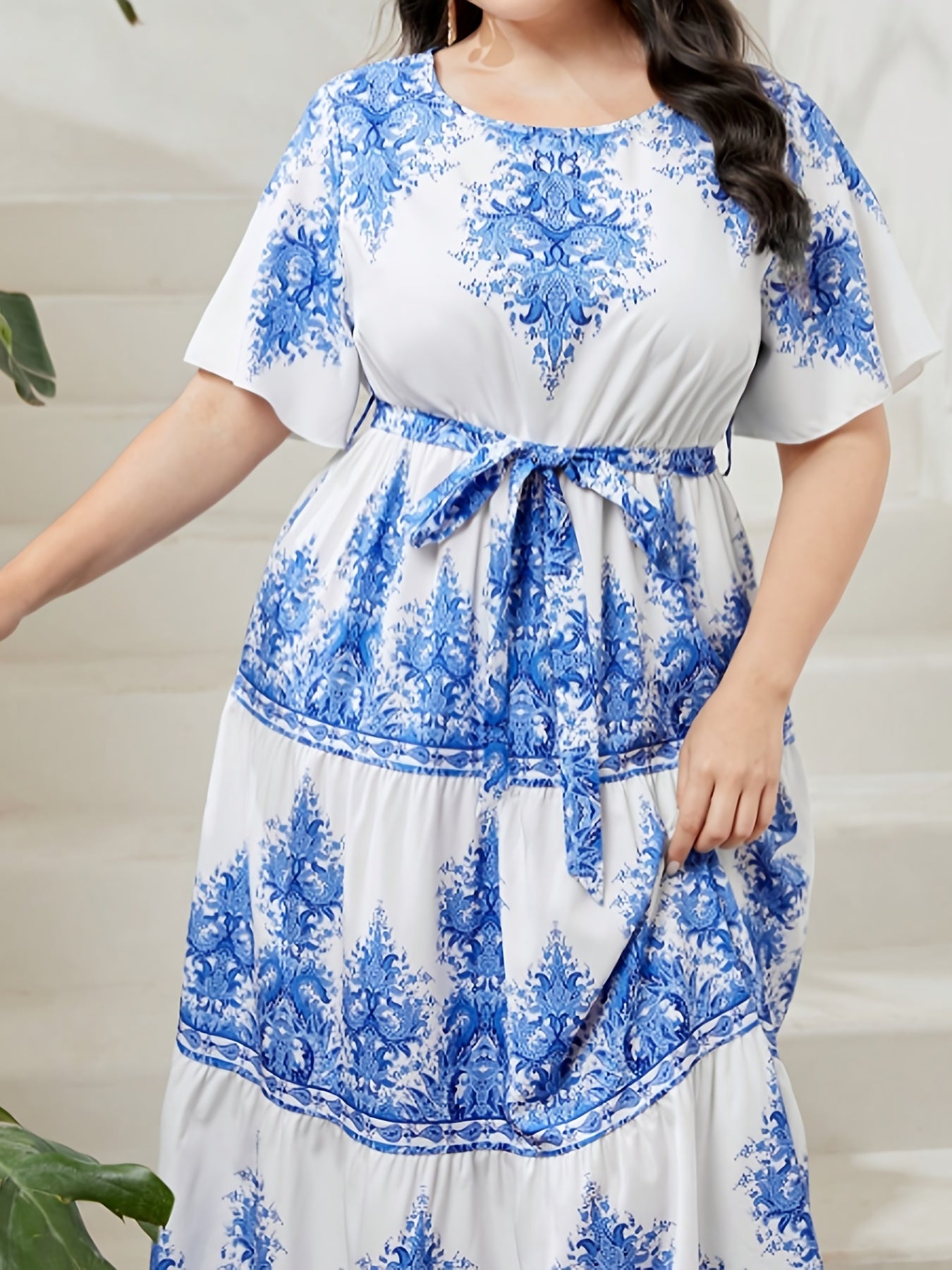 Boho Kaftan Dress Women's Plus Tribal Print Maxi Dress