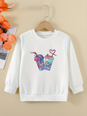 Tie Dye Graphic Sweatshirt for Girls Round Neck Pullover Tops