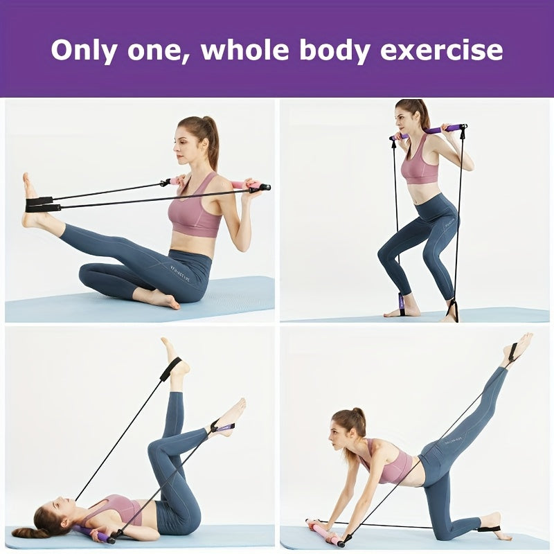Portable Pilates Fitness Stick Elastic Resistance Band Bar