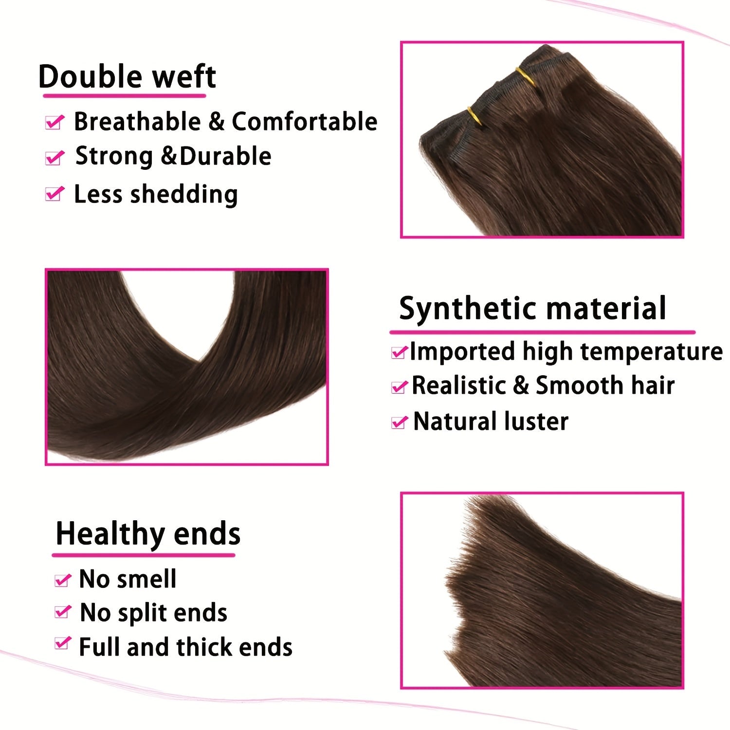 7pcs Long Straight Hair Extensions 55-88 Cm Synthetic Clip In