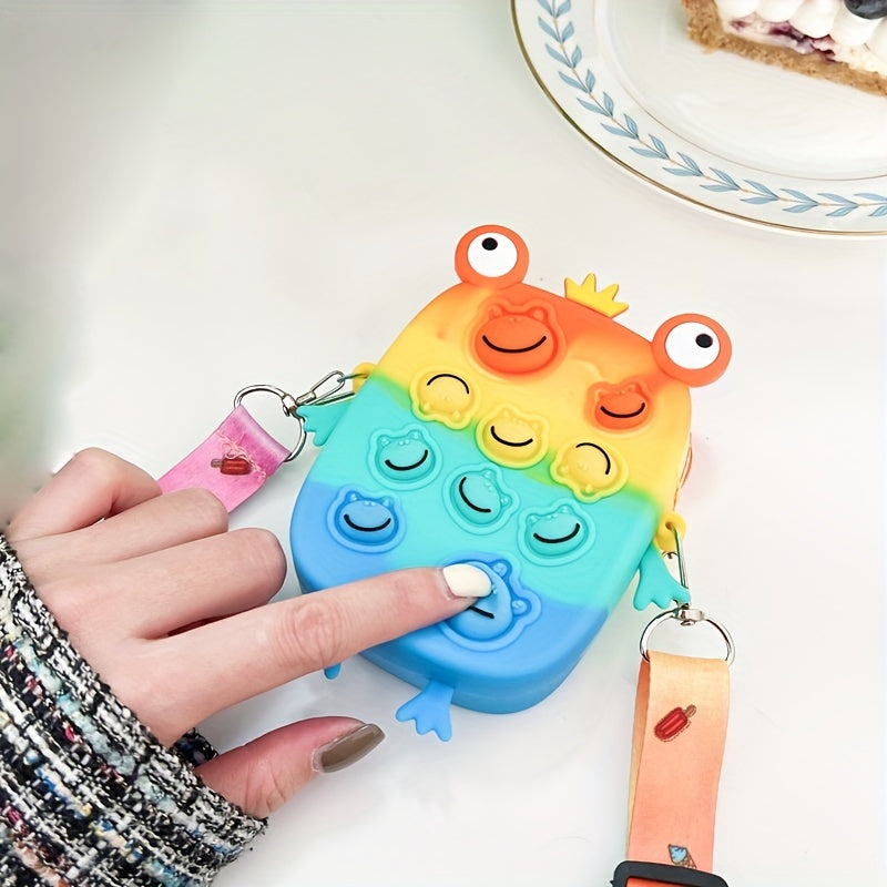 Frog Shape Rainbow Crossbody Bag Colorful Shoulder Straps Coin Purse Gift