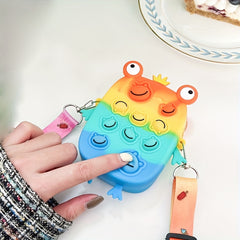 Frog Shape Rainbow Crossbody Bag Colorful Shoulder Straps Coin Purse Gift