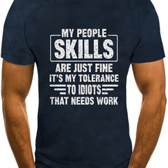 People Skills Print Men's Short Sleeve T-shirt Graphic Tee Men's Summer Clothes