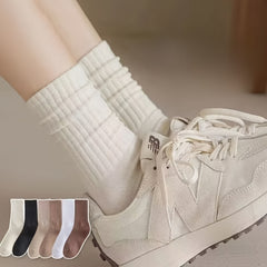 Solid Socks Comfy & Soft Mid Tube Socks Women's Stockings & Hosiery