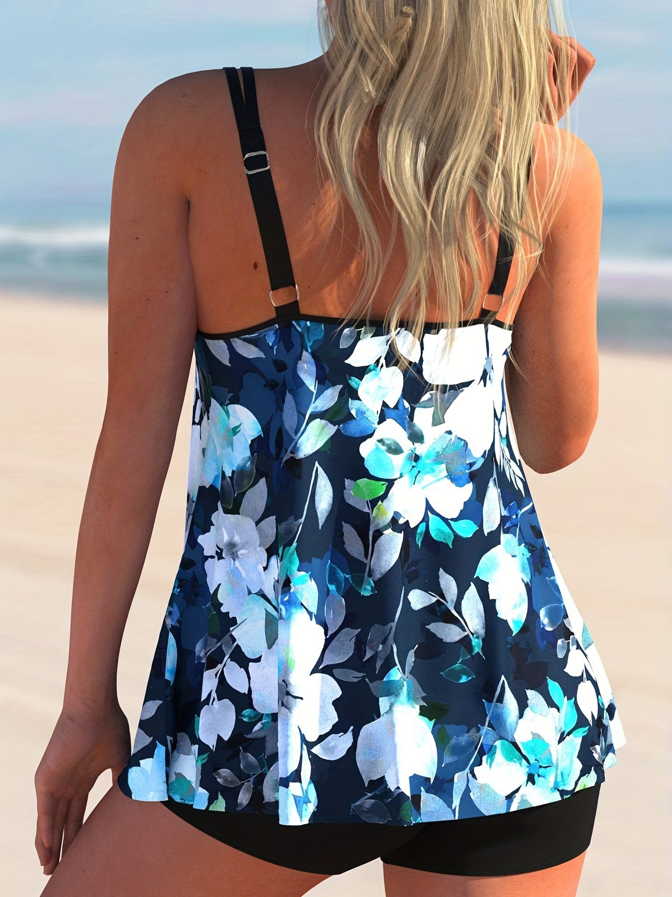Floral Print Tankini Set Women's 2 Piece Swimsuit