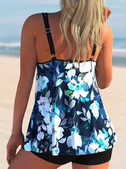 Floral Print Tankini Set Women's 2 Piece Swimsuit