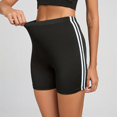 Striped Print High Waist Shorts Slim Summer Shorts Women's Clothing