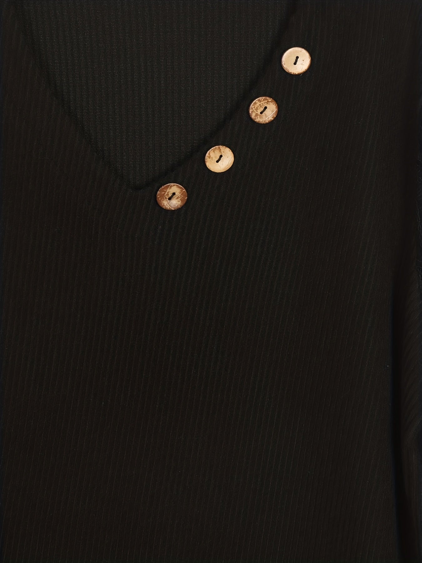 Sweater Lace Sleeve V Neck Button Pullover