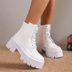 Women's Chunky Heel Platform Combat Boots