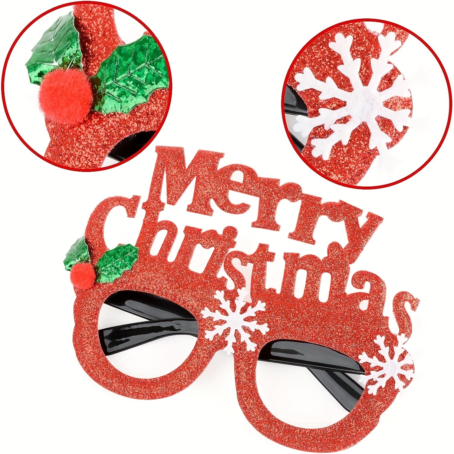 Christmas Glitter Party Glasses Fun Novelty Eyeglasses Holiday Favors