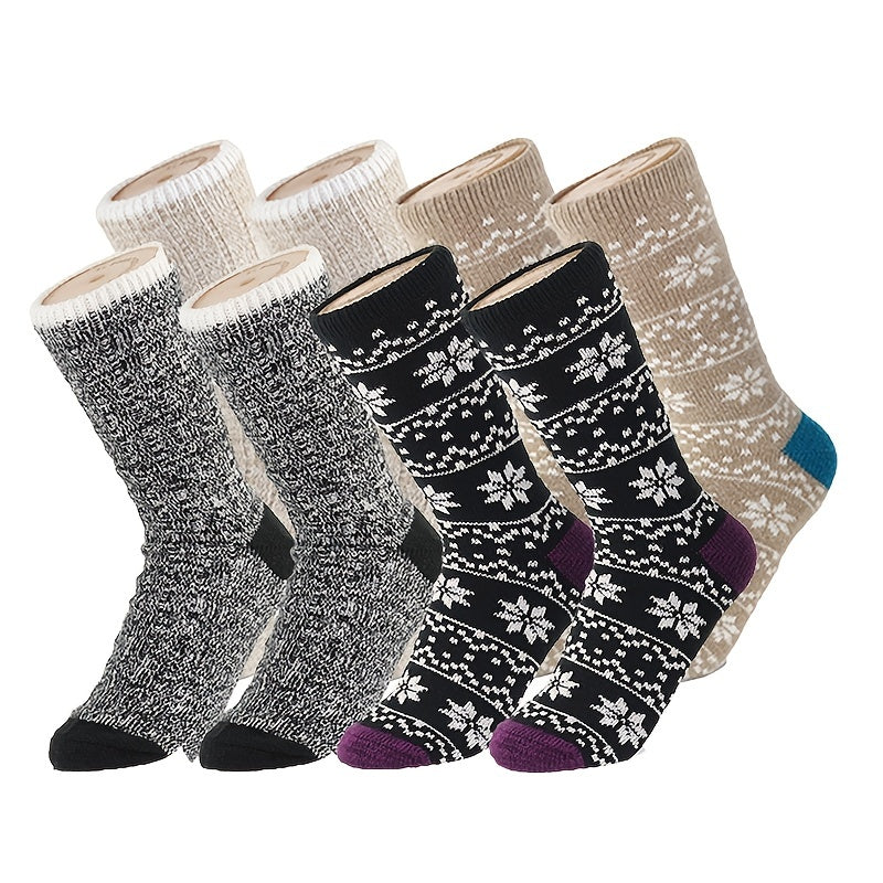 Floral Pattern Socks Warm & Comfy Mid Tube Women's Stockings