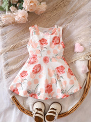 Sweet Sleeveless Pleated Dress for Baby Girls