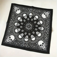 Hip Hop Skull Print Bandana Vintage Square Scarf Head Wraps Causal Neckerchief