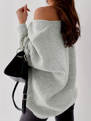 Casual Sweater Women's Solid V Neck Long Sleeve Jumper