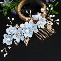 Golden Flower Leaf Hair Comb Pins Bridesmaids Brides Hairpins Headdress Wedding