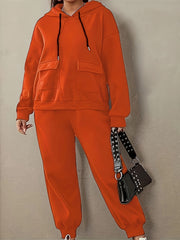Solid Short Sleeve Hooded Sweatshirt & Joggers Set