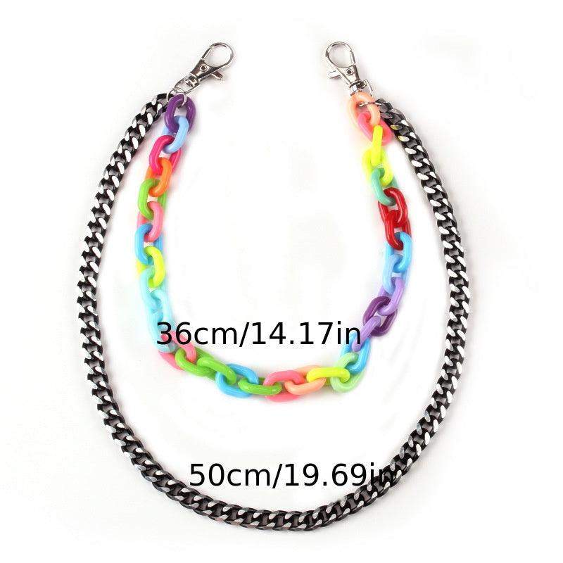 2 Layer Acrylic Candy Metal Chain Belt Punk Hook Hip hop Pants Chain Waist Belt