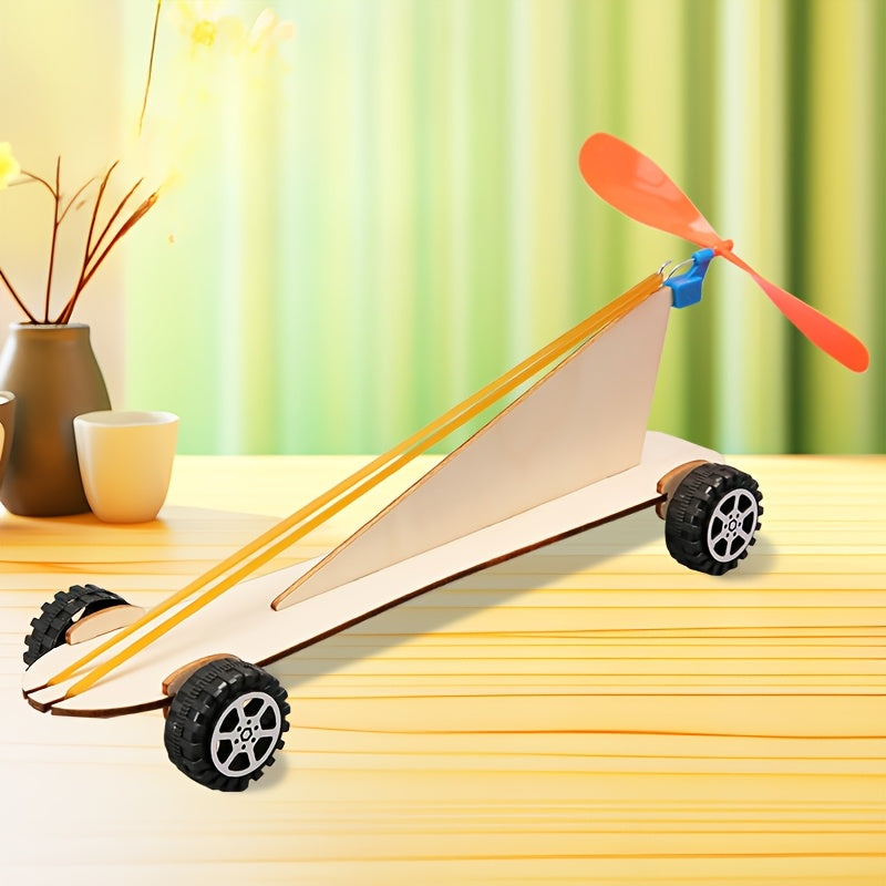 DIY Wind Powered Mini Car Kit Educational Wooden Construction Set
