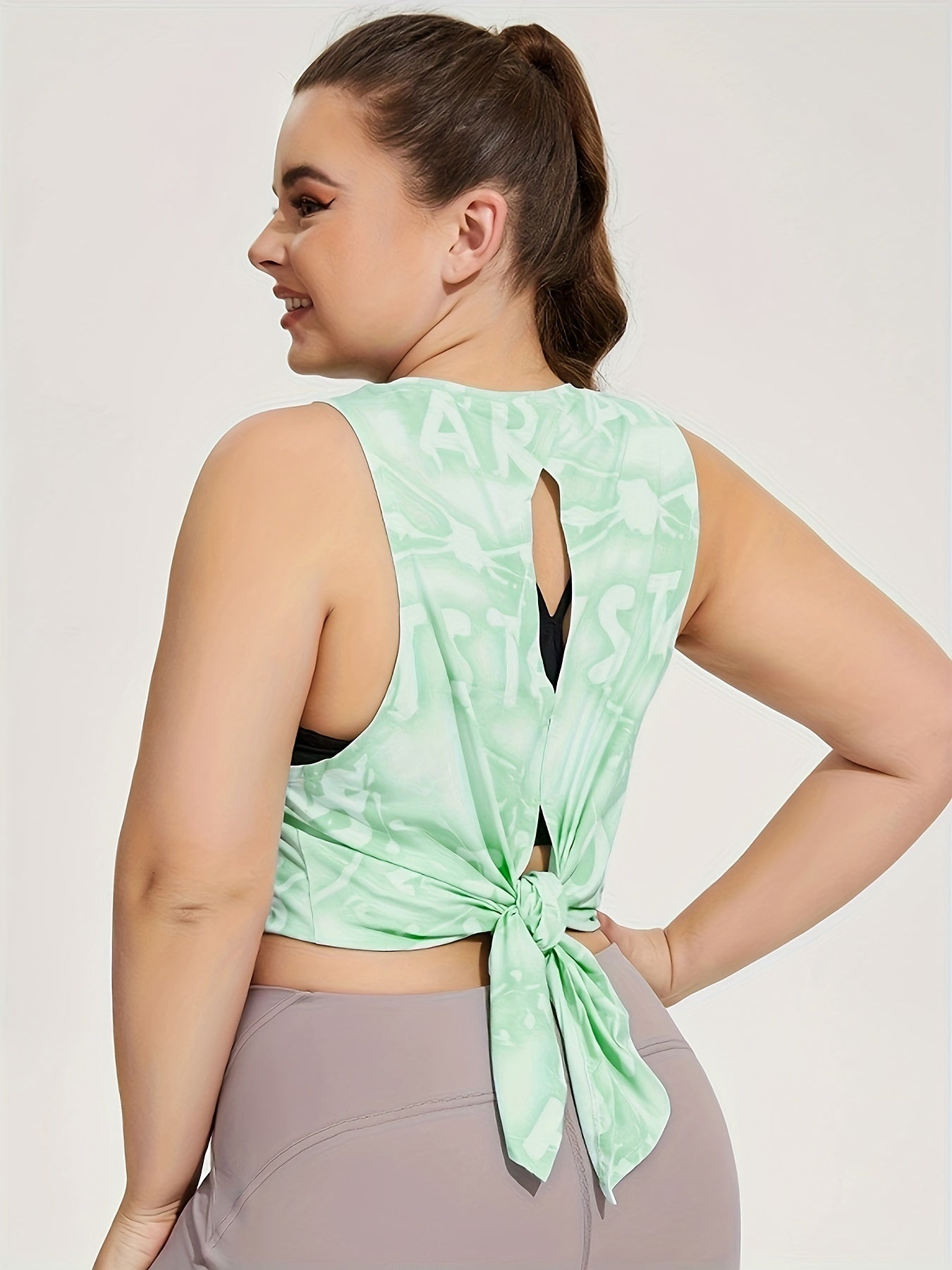 Tie Dye Cut Out Tie Back Fitness Tank Top