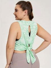 Tie Dye Cut Out Tie Back Fitness Tank Top
