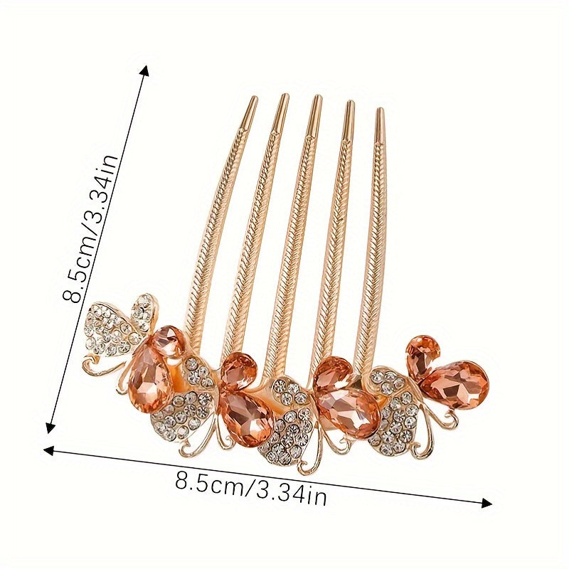 Rhinestone Butterfly Hair Comb Metal Headwear