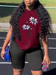 Women's Plus Floral Print Top & Shorts Set