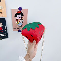 Strawberry Zipper Shoulder Bag Messenger Coin Purse Wallet With Chain Crossbody