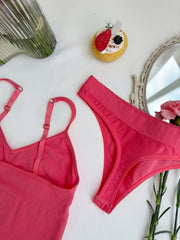 Solid Bra & Panties Soft Wireless Bralette & Thong Panties Set