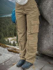 Retro Cargo Pants Women's Elastic Waist Loose Fit Wide Leg