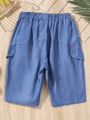 Boys Casual Elastic Waist Shorts with Pockets